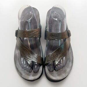 Mephisto Silver Metallic Helen Leather Strappy Comfort Sandals Women US 13 EU 43